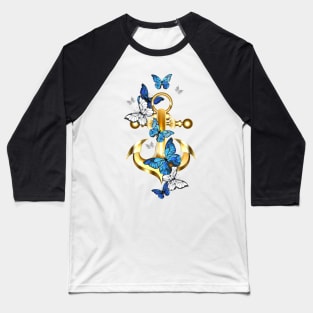 Anchor with Butterflies Morpho Baseball T-Shirt